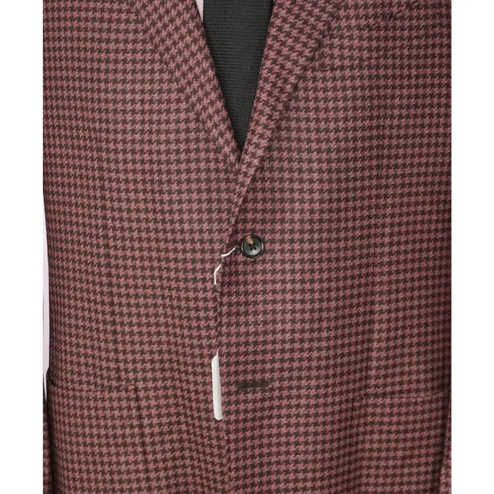$1,995 CORNELIANI - Pink Houndstooth *17,25 Microns* Blazer - 44R